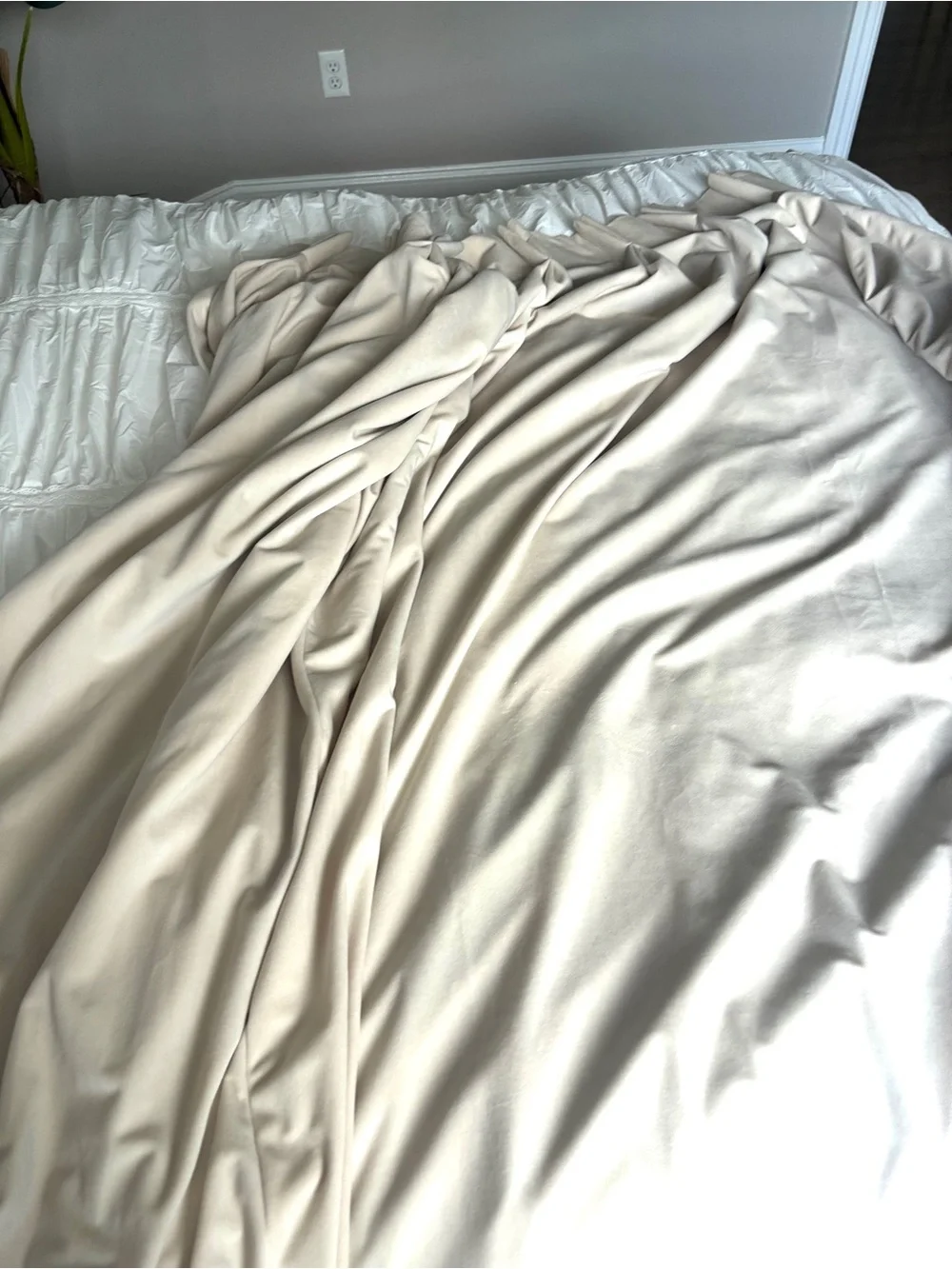 Custom Drapery Ivory Velvet Window Treatments 50x84 Blackout Curtains
